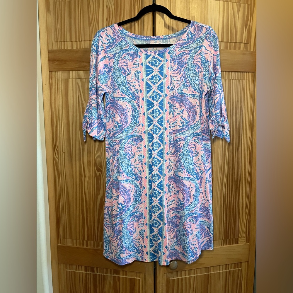 Lilly Pulitzer Preston Dress Coastal Blue Maybe Gator Medium